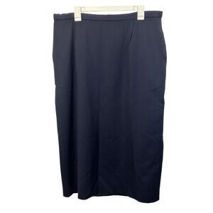 VTG 90s Pendelton 100% Virgin Wool Navy Blue Straight Skirt Size 18 Tall